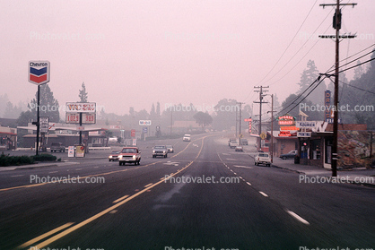 Highway 101, Roadway, Road, Humboldt County, Smoke from a forest fire