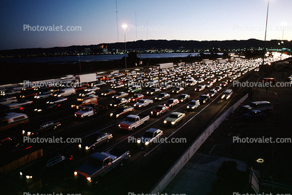 toll plaza, Level-F traffic, traffic jam, congestion