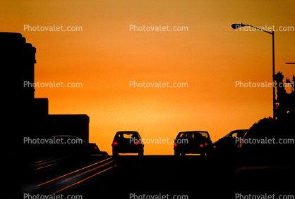 City Street, sunset, Vehicle, Car, Automobile, Sedan