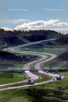 Interstate Highway I-90, Roadway, Road, S-Curve