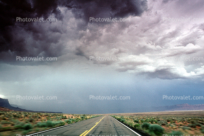 Highway-93, Joshua Tree Parkway, Roadway, Road, storm clouds