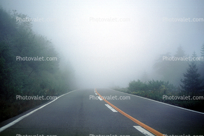road up Mount Fuji, Highway, Roadway, Road, fog, foggy