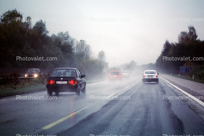 Rain, Highway, Roadway, Road
