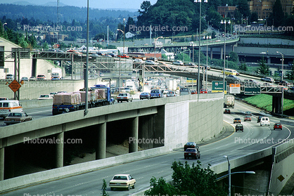 Interstate Highway I-5, Seattle, Car, Automobile, Vehicle