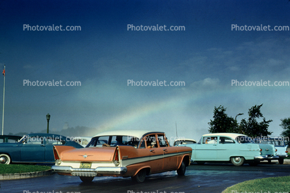 1957 Plymouth Belvedere, four-door sedan, tail fins, four door sedan, car, 1950s, autumn