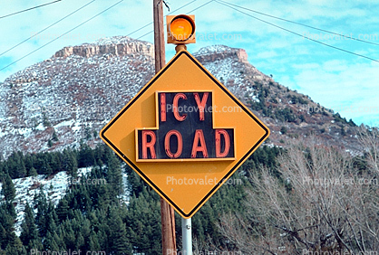 Icy Road, Road, Roadway, Highway, Caution, warning