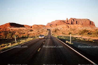 Road, Roadway, Highway 163, Monument Valley, Utah, geologic feature, mesa, vanishing point