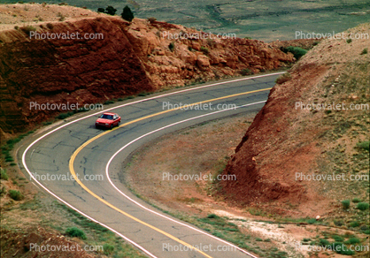 Car Driving on a Lonsome Highway near Vermilion Cliffs Arizona, Road, Roadway, Highway