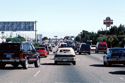 freeway, highway, car, sedan, automobile, vehicle