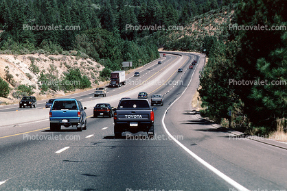 Interstate Highway I-80, Sierra Foothills, California, car, sedan, automobile, vehicles