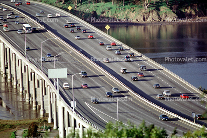 Highway 101, Richardson Bridge, Mill Valley, Marin County, California, Road, Roadway, cars, automobiles, vehicles