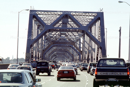 eastern span, San Francisco Oakland Bay Bridge, Level-F traffic, Car, Automobile, Vehicle