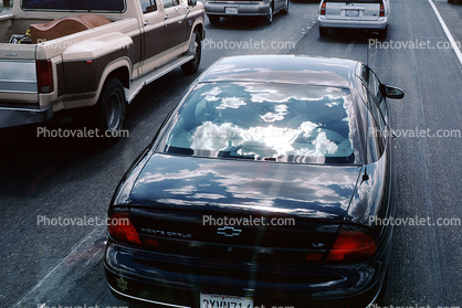 car, sedan, automobile, vehicle, clouds reflecting