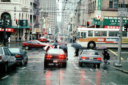 Umbrellas, crosswalk, rain, wet, slippery, inclement weather, Rainy, Bad Driving Conditions