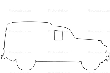 Morris Minor, panel truck, outline, delivery van, line drawing, shape