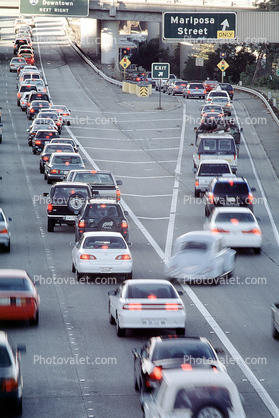 Interstate Highway I-280 near Mariposa Exit, Potrero Hill, Level-F traffic