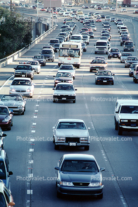 Interstate Highway I-280 near Mariposa Exit, Potrero Hill, Level-F traffic