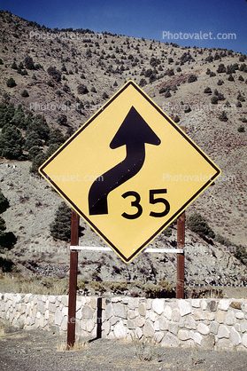 S-Curve, S-Turn, arrow, direction, directional, freeway, highway, Caution, warning