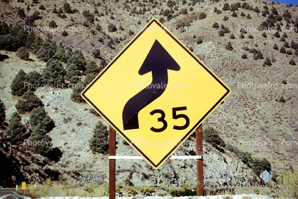Warning sign, S-Curve, S-Turn, arrow, direction, directional, freeway, highway, Caution, warning