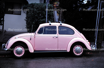 Pink Volkswagen, compact car, automobile, vehicle
