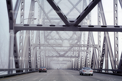 Haze, Fog, Foggy, Carquinez Bridge, cantilever bridge, Interstate Highway I-80, Road, Roadway, Highway
