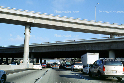 Interstate Highway I-405, Freeway, Highway, Interstate, Road, cars, traffic jam, overpass, freeway