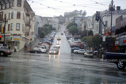 Castro District, Market Street, rain, car, sedan, automobile, vehicle, rainy