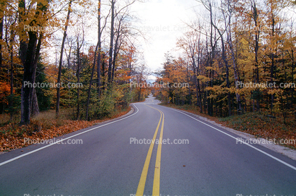 Door County, Road, Roadway, Highway, fall colors, s-curve, turn, Autumn