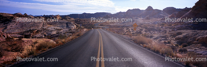 Valley of Fire, east of Las Vegas Nevada, Road, Roadway, Highway, Panorama
