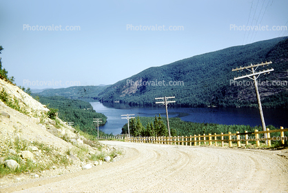 Roadway, Highway, dirt road, river, Lake HaHa 1953