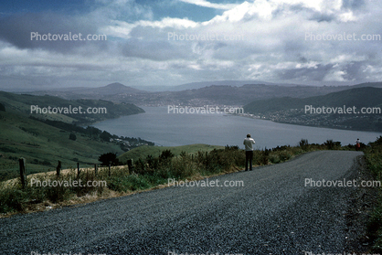 Road, Roadway, Highway, gravel, lake, valley, clouds
