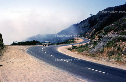 Big Sur, Pacific Coast Highway-1, Road, Highway, Car, Vehicle, Automobile, PCH, fog, 1960s