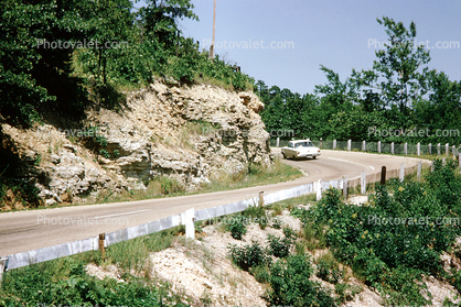 Ford Falcon, Road, Highway, Curve, Eureka Springs, Arkansas, 1960s