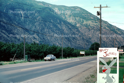 Happy Jackass, Road, Highway, Williams Lake, British Columbia, Canada, September 1983, 1980s