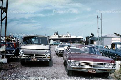Chevy, Dodge Van, Parked Car, Chevrolet, Steamship Viking, Michigan, carferry, June 1969, 1960s