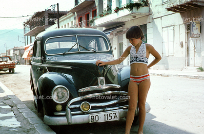 Street, Car, Girl, automobile, 1950s