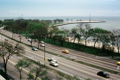 Lakeshore Drive, Chicago, Highway, road, roadway, cars, Level-A Traffic, June 1964, 1960s