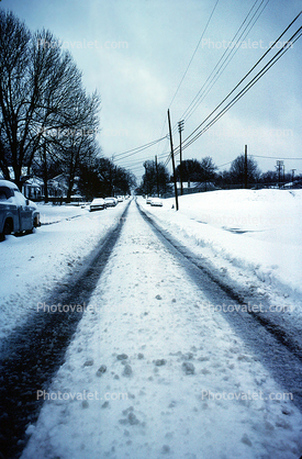 Snow, Ice, Cold, Street, Tracks, Winter, March 1987, 1980s