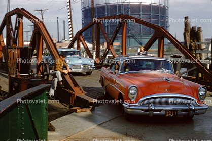 1954 Buick Skylark, Oldsmobile, crossing a bridge, Dagmar Bumps, 1950s