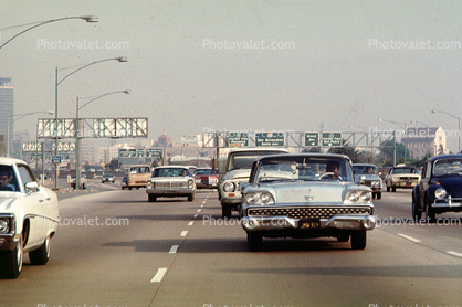 Santa Monica Freeway, Interstate I-405, Cars, traffic, Ford Fairlane, December 1969, 1960s