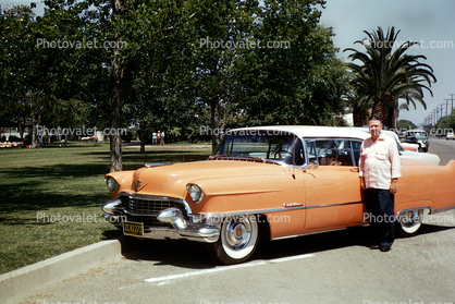 Orange Cadillac, man, car, Dagmar Bumps, 1950s