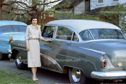 1954 Buick Roadmaster, Car, four-door sedan, woman, 1950s