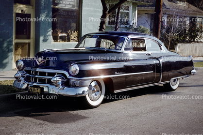 1953 Cadillac Series 62, two-door coupe, whitewall tires, Dagmar Bumps, 1950s
