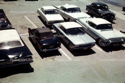 Parked Cars, Chevy Impala, Cadillac, Ford Falcon, 1960s