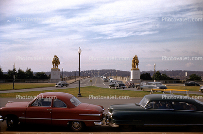 Nash, Ford, Car, Bridge over the Potomac River, 1950s