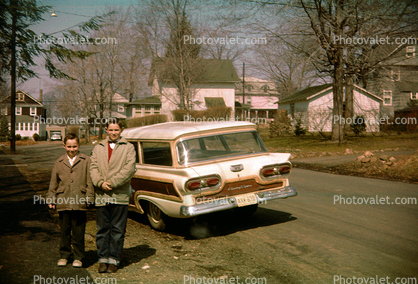 Ford Station Wagon, car, Boys, 1950s