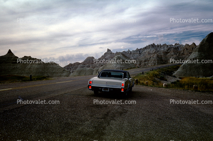 1967 Oldsmobile Cutlass, Car, Highway in the Badlands of South Dakota, July 1967, 1960s
