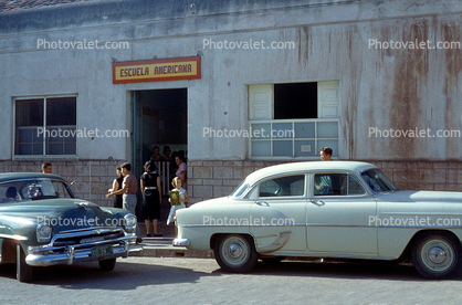 1952 Chevrolet Deluxe, four-door sedan, Escuela Americana, Tijuana, 1950s