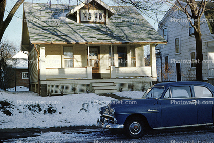 Home, house, Chevy Car, suburbia, 1950s