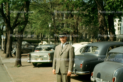 Man, Cars, 1950s